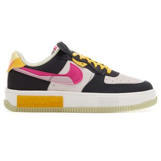 Nike Air Force 1 Fontanka MC Leather Womens Lace Up Trainers - Off Noir Pink Prime - Size:UK 2.5