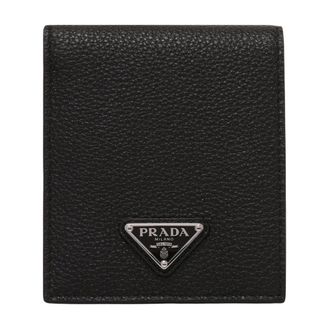 Prada Wallets & Cardholders, male, Black, Size: ONE SIZE Enamel Triangle Logo Wallet