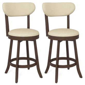 Costway Costway 64CM Counter Height Chairs Set of 2 Swivel High Stool in Beige