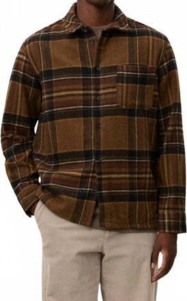 Les Deux Kaleb Check Wool Overshirt Top In MonkS Robe Brown