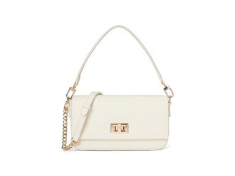 Anne Klein Shoulder Baguette With Enamel Filled Turn Lock Shoulder Womens Handbags Anne White, Polyurethane