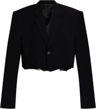 Balenciaga Zwarte blazer met inkeping revers - Dames - Blazers - Zwart - S - Wol - Jassen