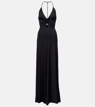 Victoria Beckham Gathered jersey open-back gown
