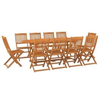 vidaXL Set Comedor De Jard&iacute;n 11piezas Madera Maciza Acacia 220x90x75cm Vidaxl