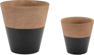 Melrose International Tapered Two-Tone Planter (Set of 2) - Black, Brown