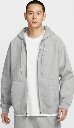 Nike Solo Swoosh Full-Zip Fleece Hoodie Dark Grey Heather Light Smoke Grey White HV1085-063