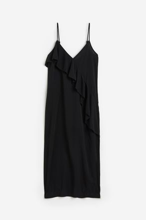 H&M Slipkleid mit Volantdetail - Schwarz