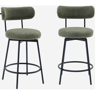 Sweeek Taburete De Bar Asiento Giratorio Metal Y Tela Simple, Set De 2