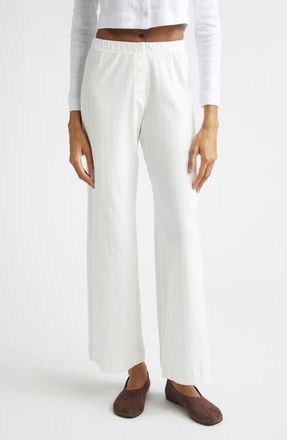 Leset Cotton Pointelle Boxer Pants in White at Nordstrom, Size X-Large