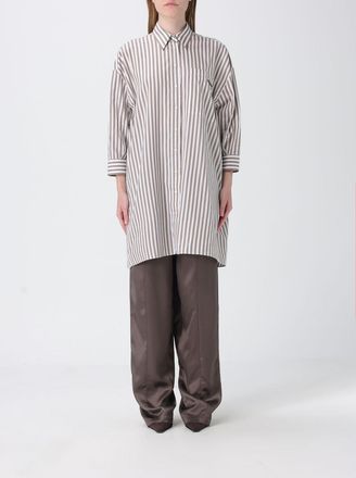 Brunello Cucinelli Camicia casual in cotone e seta a righe