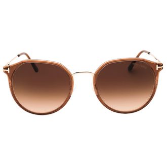 Tom Ford Glanzende Lichtbruine Zonnebril Met Gradi&euml;nt Bruine Lenzen
