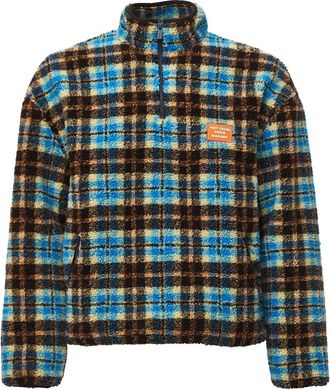 Dr&ocirc;le de Monsieur Giacca a mezza zip in sherpa a quadri - - Sport - Uomo - Blu - L