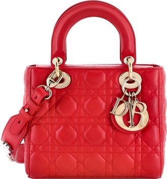 Dior My Lady Dior Bag Cannage Quilt Lambskin satchel - Rood