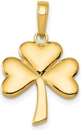 Diamond2Deal 14k Yellow Gold Polished Solid Shamrock Pendant