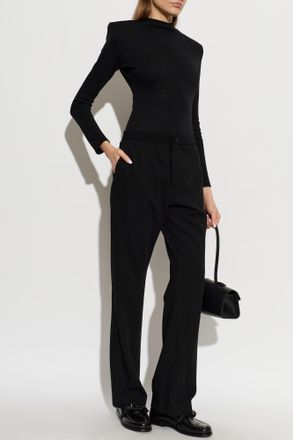 Jil Sander Wool Bodysuit With Long Sleeves, Womens, Black