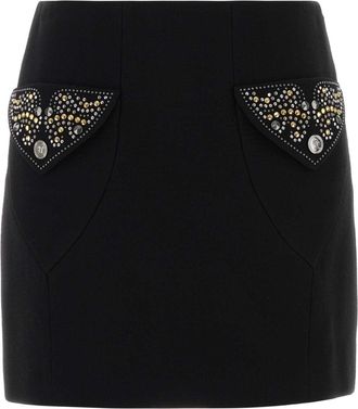 Versace Womens Black Wool Mini Skirt - Size EU 36 (Womens)