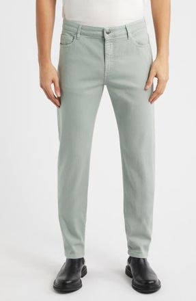 Canali Garment Dyed Bull Denim Jeans in Green at Nordstrom, Size 54