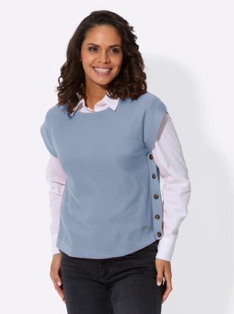 Casual Looks Pullunder CASUAL LOOKS Pullunder, Damen, Gr. 38, blau (bleu), 50% Baumwolle, 50% Polyacryl, unifarben, Pullover Pullunder
