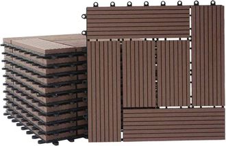 Hhg Piastrelle Premio pavimentazione da esterno Rhone T831 wpc 30x30cm 11 pezzi 1mq marrone incrociato