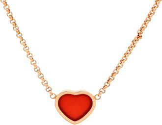 Chopard My Happy Hearts Pendant Necklace 18K Rose Gold with Carnelian