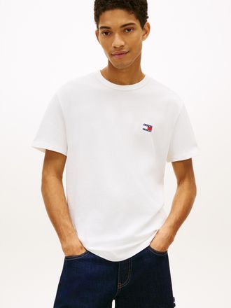 Tommy Jeans T-Shirt TOMMY JEANS TJM REG BADGE TEE EXT, Herren, Gr. XXL, beige (ecru), Single Jersey, Obermaterial: 100% Baumwolle, unifarben, Basic, regular fit h