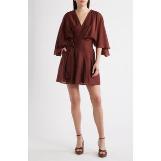 Ciebon Avaele Flutter Sleeve Minidress in Brown at Nordstrom, Size X-Small