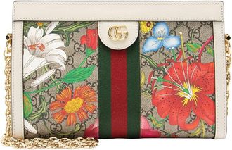 Gucci Beige Gg Supreme Canvas Flora Ophidia Medium Chain Shoulder Bag (Authentic Pre-Loved)