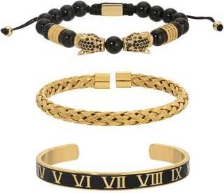 Eye Candy Los Angeles Mens Set of 3 Mickey Beaded Bracelets in Gold at Nordstrom Rack