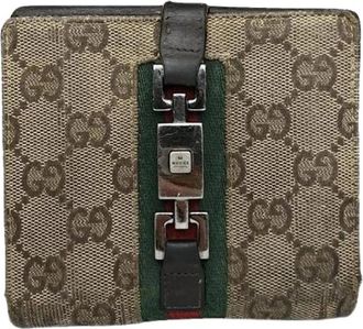 Gucci Pre-owned Cotton Wallet - unisex - Vintage Accessoires - Beige - ONE Size - Katoen - Vintage