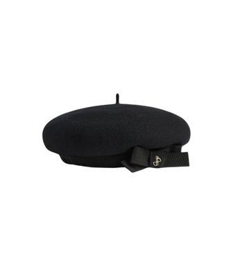 Patou Black Logo Beret Hat