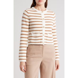 Amanda + Chelsea Stripe Crop Jacket in Ivory/Toast at Nordstrom Rack, Size X-Small