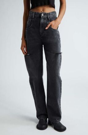 Maison Margiela Ripped Side Cutout Jeans in Black Washed at Nordstrom, Size 10 Us
