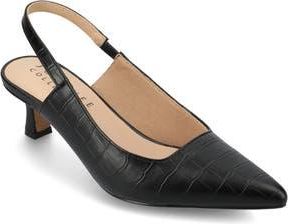 Journee Collection Paulina Slingback Pump in Black Crocodile at Nordstrom Rack, Size 6.5