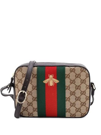 Gucci Bee Web Camera Bag GG Canvas crossbody bag - women - Canvas - One Size - Brown