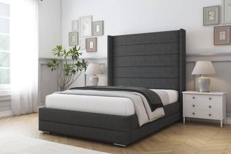 Comfort Beds Milano Dumfries Bed Frame With Mattress-50 Upholstered Wingback in Dark Grey | Size: Double
