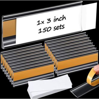 OEM Paquete De 150 Portatarjetas Autoadhesivos De 3 X 1 Pulgada Con Insertos De Papel, Transparentes, Para Estantes De Supermercados Y Bibliotecas