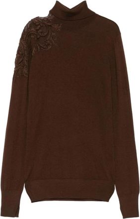 Ermanno Scervino Geborduurd coltrui-trui - Dames - Coltruien - Bruin - S - Truien & Vesten