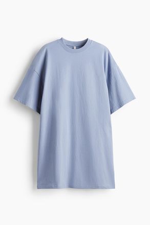 H&M Oversized T-Shirt-Kleid - Helles Mattblau