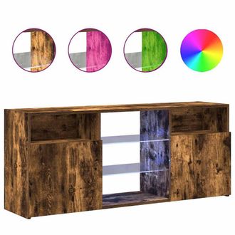Berkfield Home TV Cabinet with LED Lights Smoked Oak 120x30x50 cm in Brown | Size: 120 x 30 x 50 cm