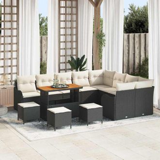 vidaXL Conjunto De Sof&aacute; De Jard&iacute;n 13 Pcs Negro Rat&aacute;n Sint&eacute;tico Vidaxl