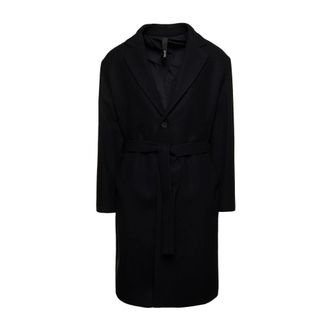 Hev&ograve; Single-Breasted Coats - Heren - Jas met riem - Zwart - 2XS - Wol - Jassen