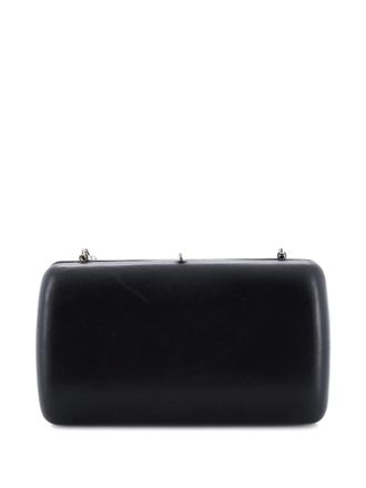 Prada Logo Convertible Chain Box Leather clutch bag - Zwart