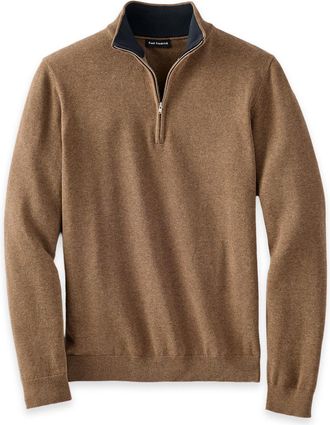 Paul Fredrick Supima Cotton Quarter Zip Mock Neck Sweater