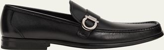 Ferragamo Mens Caspian Gancio Leather Loafers