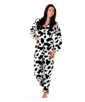 Selena Secrets Ladies Cow, Spot Dog, Animal print onesie with Ears - Colour: Cow, Size: XL/2XL(20-22)