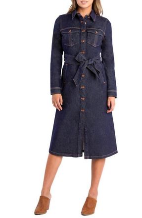 Wash Lab Denim Allura Long Sleeve Denim Midi Shirtdress in Allura Blue at Nordstrom, Size X-Small