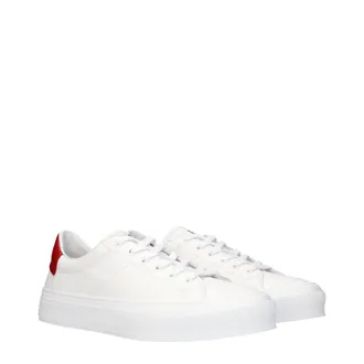 Givenchy Leather with Red Heel Tab Sneakers - White