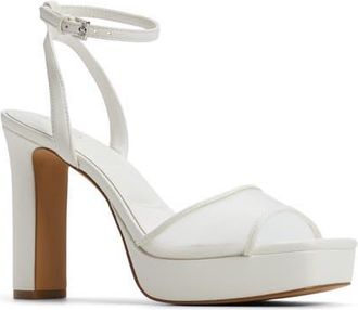 Aldo Chicglimmer Ankle Strap Platform Sandal in White at Nordstrom, Size 8.5