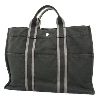 Herm&egrave;s Black Canvas Tote Bag (Pre-Owned)