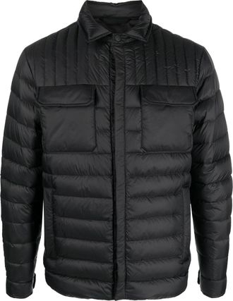 Kiton padded quilted shirt jacket - men - Feather Down/Polyamide/Polyamide - 52 - Black